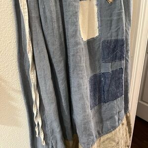 Magnolia Pearl Patchwork Maxi Skirt in Blue and Cream